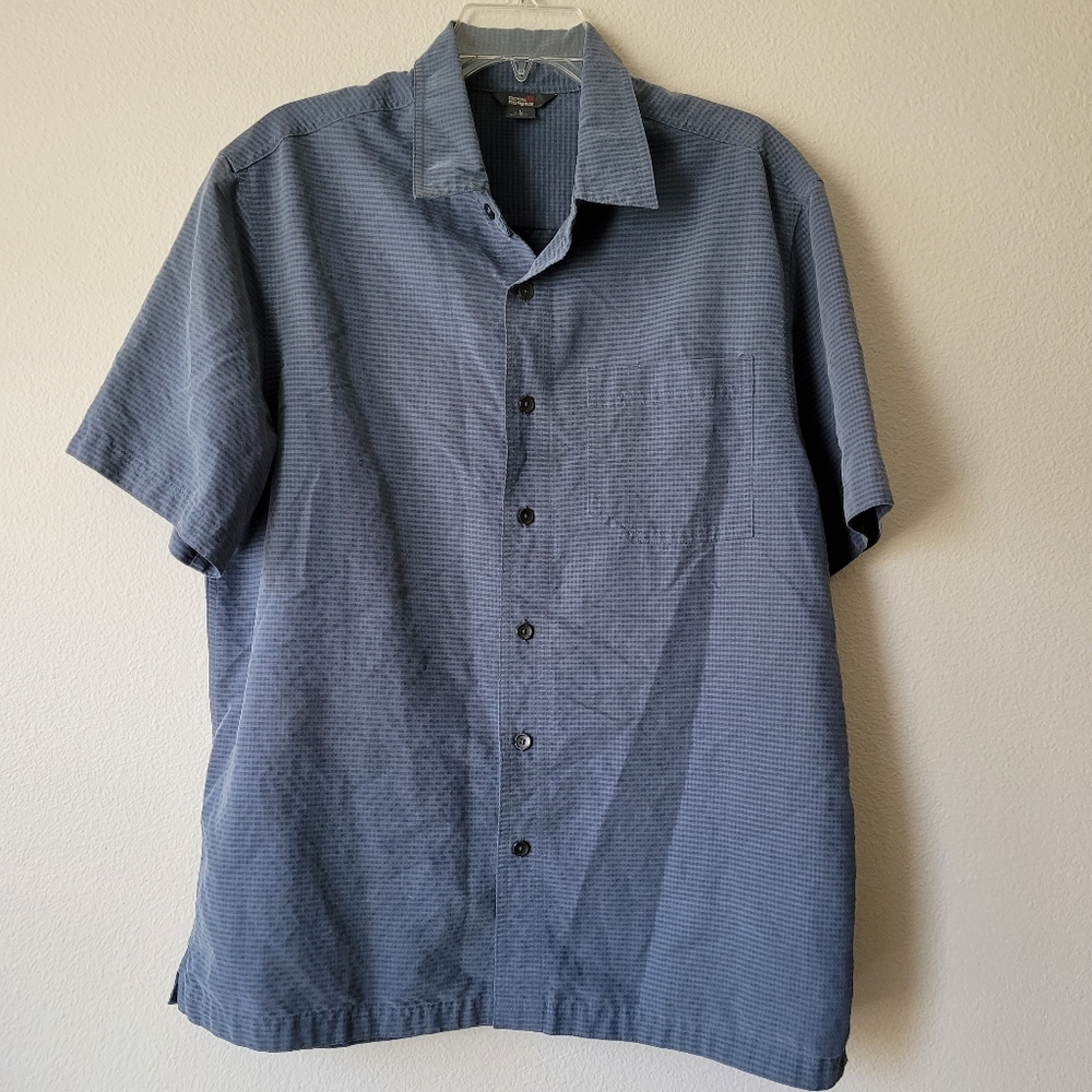 Royal Robbins Collared Button Up Plaid Check Pattern Navy Relaxed Fit Gingham